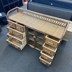 店頭引き渡し 中古 ラタン 籐 キャビネット サイドボード チェスト テレビ台 家具の画像