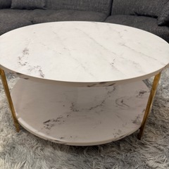 定価約1.4万円【LOWYA】大理石柄ラウンドテーブル極美品⭐️の画像