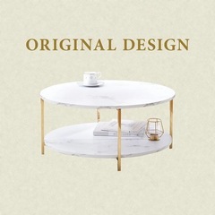 定価約1.4万円【LOWYA】大理石柄ラウンドテーブル極美品⭐️の画像