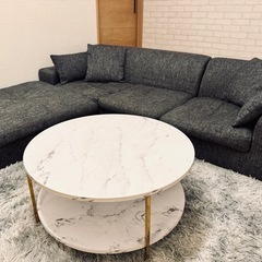 定価約1.4万円【LOWYA】大理石柄ラウンドテーブル極美品⭐️の画像