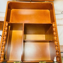 木製メイクボックス 3面鏡 コンセント付き 化粧箱の画像