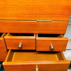 木製メイクボックス 3面鏡 コンセント付き 化粧箱の画像