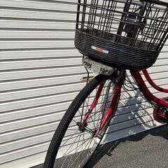 返品保証付き】　No721　大型バッテリー電動アシスト自転車　返品保証付き　26インチ　パナソニック ティモ・W　2017年型　ピンク　バッテリー8Ah（ロングモード40km以上）レンタサイクル店で使用していた自転車。メンテナンス済み。タイヤ、チューブ1年以内に交換、9分山。の画像