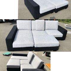 【ジ604】オットマン付き大型ソファ (ma)の画像