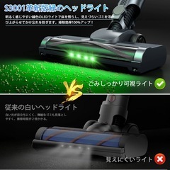 掃除機 コードレス　グリーンLEDライト付60Kpa強力吸引　65分連続稼働の画像