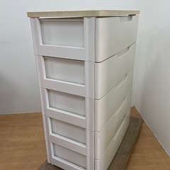 プラチェスト　木製天板　引き出し5段　整理タンス　チェストの画像