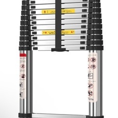 伸縮はしご ステンレス製 5ｍ 折り畳み伸縮梯子 持ち運びやすい軽量 多機能 耐荷重150 kg 自動ロック 安全ロック スライド式の画像