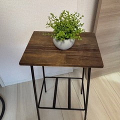 サイドテーブルとフェイクグリーン（ニトリ）の画像