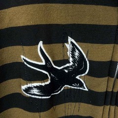 innes イネス フルジップ パーカー 刺繍ロゴ ボーダー S カーキ ブラック メンズの画像