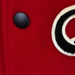 ROTAR ローター ロゴワッペン 袖レザー スタジャン M レッド メンズの画像