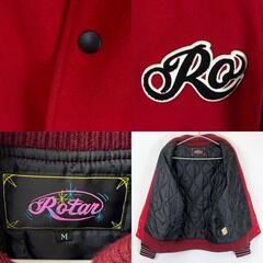 ROTAR ローター ロゴワッペン 袖レザー スタジャン M レッド メンズの画像