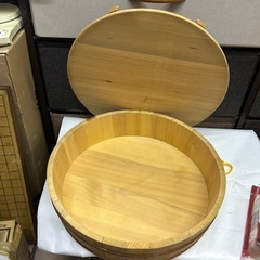 みんな大好き寿司祭り！寿司桶 蓋付 木製 内径34cm 高さ8cmレトロの画像