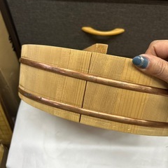 みんな大好き寿司祭り！寿司桶 蓋付 木製 内径34cm 高さ8cmレトロの画像