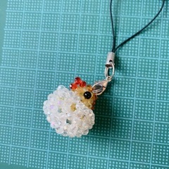 新品未使用 ビーズのキーホルダー ひよこ キラキラの画像