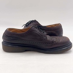 DR. MARTENS ドクターマーチン ウイングチップ 3989 イエローステッチ ブローグ シューズ UKサイズ9 28cm ブラウン メンズ 英国製の画像