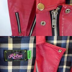 ROTAR ローター ダブル ライダースジャケット M レッド メンズ 牛革の画像