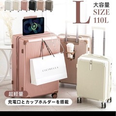 2セットSサイズ キャリーケース 43L 110L キャリバッグ　アイボリーの画像