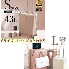 2セットSサイズ キャリーケース 43L 110L キャリバッグ　アイボリーの画像