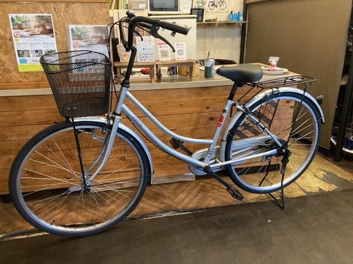 【11月3日まで延長！防犯登録無料SALE！前後タイヤ・チューブ新品！】シングルギア　26インチ自転車　シルバー