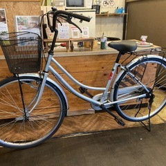 【11月3日まで延長！防犯登録無料SALE！前後タイヤ・チューブ新品！】シングルギア　26インチ自転車　シルバーの画像