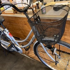 【11月3日まで延長！防犯登録無料SALE！前後タイヤ・チューブ新品！】シングルギア　26インチ自転車　シルバーの画像