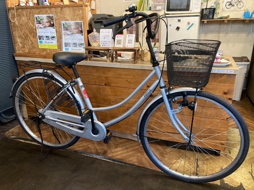 【11月3日まで延長！防犯登録無料SALE！前後タイヤ・チューブ新品！】シングルギア　26インチ自転車　シルバー