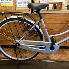 【11月3日まで延長！防犯登録無料SALE！前後タイヤ・チューブ新品！】シングルギア　26インチ自転車　シルバーの画像