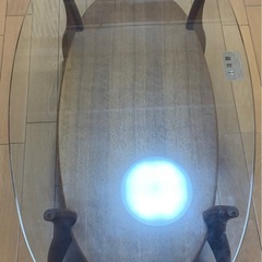 楕円形　ガラステーブルの画像