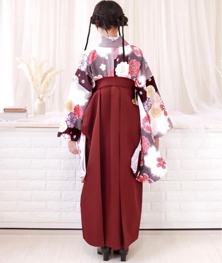 袴 簡単5点セット(着物、袴、襦袢、袴下帯、腰紐) 小学生150cm