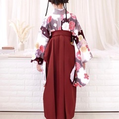 袴 簡単5点セット(着物、袴、襦袢、袴下帯、腰紐) 小学生150cmの画像