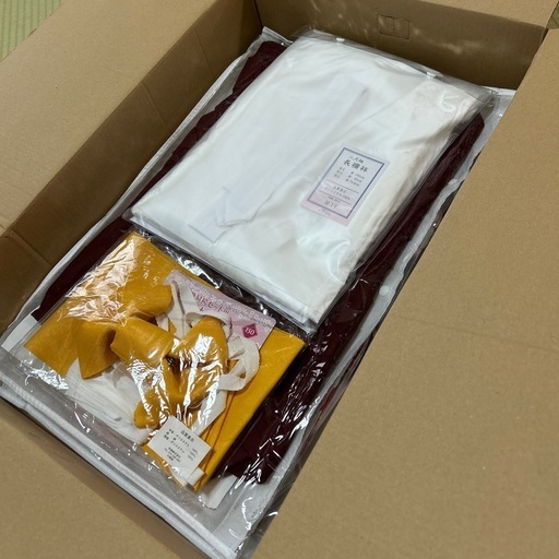 袴 簡単5点セット(着物、袴、襦袢、袴下帯、腰紐) 小学生150cm