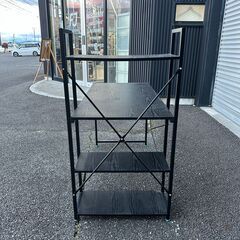 店頭引き渡し 中古 ラック付きデスク パソコンデスク 机 ブラック 家具の画像