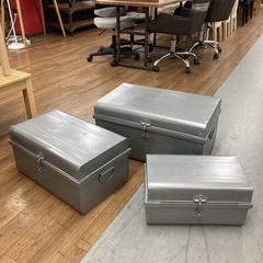 S110 ⭐ 3点セット ブリキトランクBOX (S,M,L)セット USED 綺麗の画像