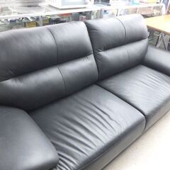 3人掛けソファ 幅208cm ニトリ フリオKD ブラック レザー 3Pソファ ☆ 札幌市 北区 屯田 の画像