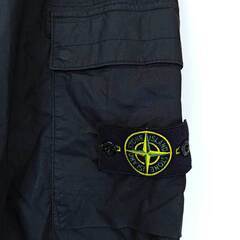 STONE ISLAND ストーンアイランド ガーメントダイコットンストレッチシャーリングテーパードリブ カーゴパンツ 32 ブラック 101531303 メンズの画像