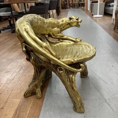 S764 ⭐ 金のパンサーチェア ヒョウ ゴールド インテリアオブジェ USED 綺麗 の画像