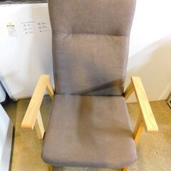 【JM867】ウッドアームチェア 肘掛け付き リクライニング ハイバックチェア 椅子 1人掛けソファ イス ファブリックチェアの画像
