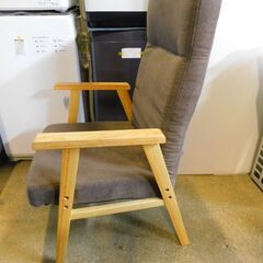 【JM867】ウッドアームチェア 肘掛け付き リクライニング ハイバックチェア 椅子 1人掛けソファ イス ファブリックチェアの画像