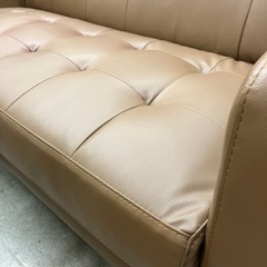 A2511-012 コンパクトソファ 2人掛け フェイクレザー ブラウン キズ汚れ有りの画像