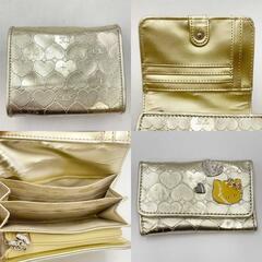 [3点セット] サンリオ ハローキティ HELLO KITTY 財布 ポーチ キーケース シャイニーハート 2008 ゴールドの画像