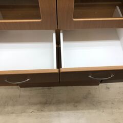 【ジャングルジャングル石津店】食器棚　ブラウン　キッチン収納　収納　隙間収納　幅80cm 大容量　新生活　キッチン収納 堺市 西区 東区 北区 南区 堺区 石津の画像