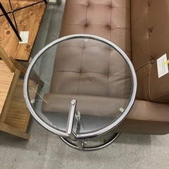 A2511-013 ガラス製 サイドテーブル 円卓 キズ汚れ有りの画像