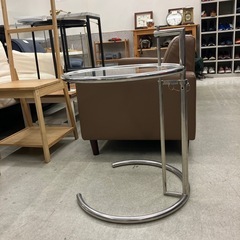 A2511-013 ガラス製 サイドテーブル 円卓 キズ汚れ有りの画像