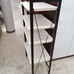 リユースのサカイ栃木店★ジモティ割あり★  収納棚 ブラック×ホワイト W60×D34.5×H126 クリーニング済み TC11406の画像