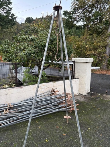 ハゼ掛け　三脚支柱 210cm 3段かけ稲干し棒14本30000円