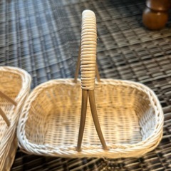 造りが荒いバスケット有り　かご３点セットの画像