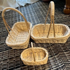 造りが荒いバスケット有り　かご３点セットの画像