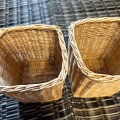 四角いバスケット　ラタンの画像