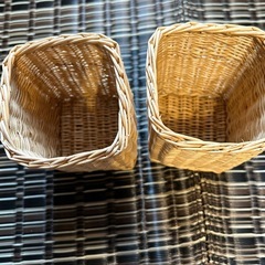 四角いバスケット　ラタンの画像