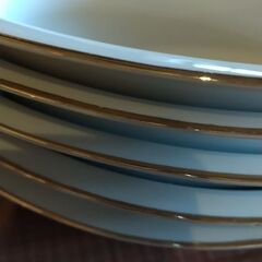 昭和レトロ カレー皿 ホワイト金縁5枚セット(大)の画像